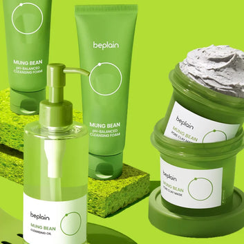 Beplain Green Bean Sensitive Skin Gentle Facial Cleanser 80ml+Mud Mask 120ml+Makeup Removal Oil 200ml Care Set