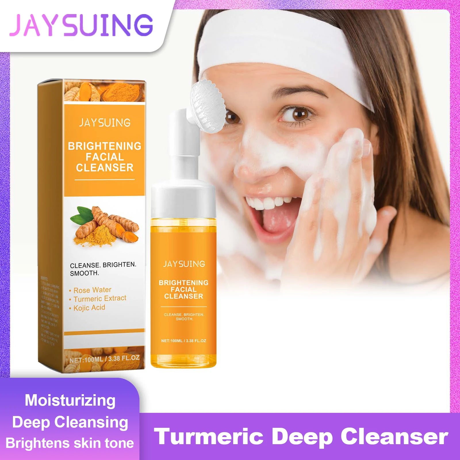 Jaysuing Turmeric Cleanser Deep Cleansing Brightens Skin Moisturizing Anti Wrinkle Deep Nourishing Gentle Moisturizing SkinCare